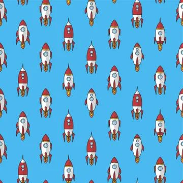 Space ship rocket shuttle cartoon vector art Stock Illustration