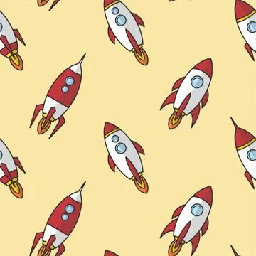 Space ship rocket shuttle cartoon vector art Stock Illustration