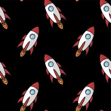 Space ship rocket shuttle cartoon vector art Ilustração Stock