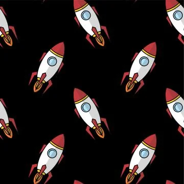 Space ship rocket shuttle cartoon vector art Stock Illustration