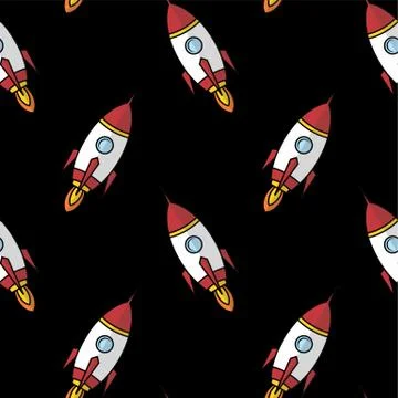 Space ship rocket shuttle cartoon vector art Stock Illustration