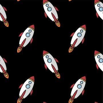 Space ship rocket shuttle cartoon vector art Stock Illustration