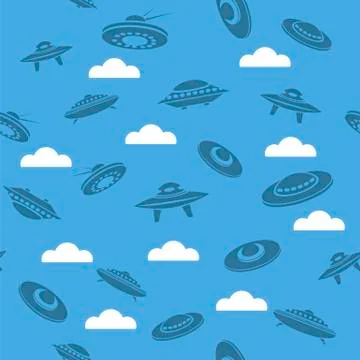Space Ship Silhouettes Seamless Pattern Stock Illustration