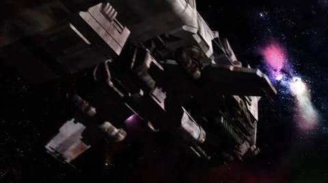Space Ship Through Nebula Stock Footage 882129