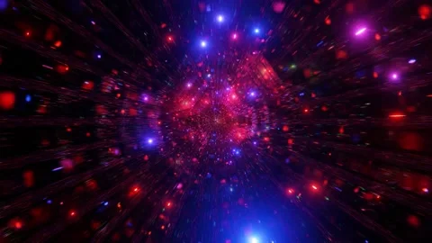 Space ship tunnel with red blue glowing particles 3d illustration event Stock Footage 160540560