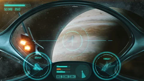 Space Shooter 3D Video Game imitation Stock Footage