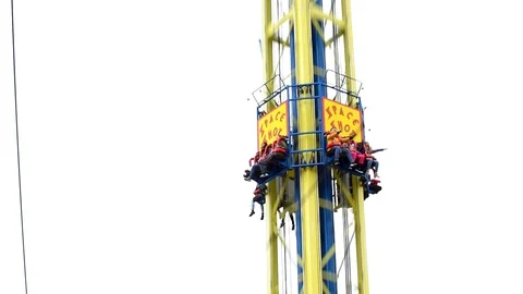 Space shot with full speed 60 meters up in Prater in Vienna Stock Footage