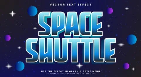 Space shuttle 3D editable text effect 스톡 일러스트