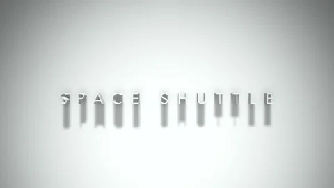 SPACE SHUTTLE 3D title animation with shadows on a white background Stock Footage 296790208