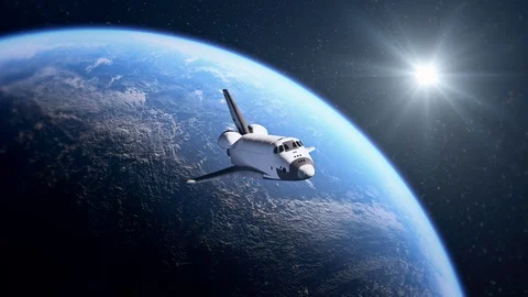 Space shuttle above earth in 4K Vídeo Stock 100351333