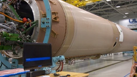 Space shuttle and rockets at United Launch Alliance Stock Footage 100173011