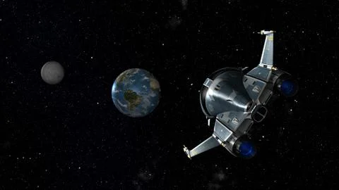 Space shuttle approaching earth 스톡 일러스트