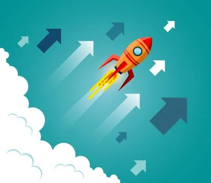 Space shuttle are flying up into the sky while flying above a cloud. go to bu Ilustración de archivo