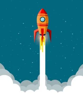 Space shuttle are flying up into the sky while flying above a cloud. go to bu Stock-Illustration