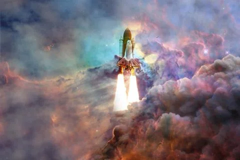 Space Shuttle Atlantis. Elements of this image furnished by NASA Stockfoto's