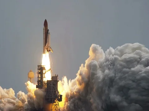 Space Shuttle Atlantis Launch Animation Wide, 4K Stock Footage 75451690