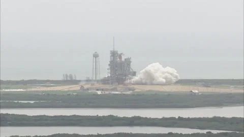 Space Shuttle Atlantis launch over Florida waters. Stock Footage 296870669