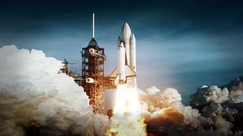 Space Shuttle Challenger Launch. launch of the spacecraft. some elements Stock Footage