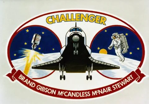 The Space Shuttle Challenger, making its fourth space flight, highlights t... Foto stock