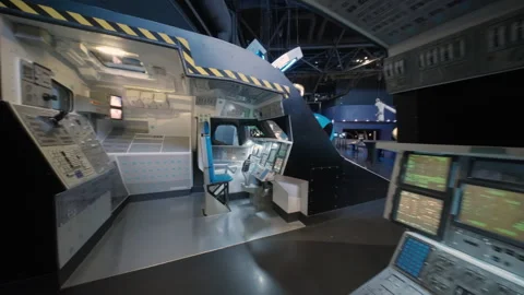 Space Shuttle Cockpit Interior with Control Panels and Flight Instruments Stock Footage 337911162