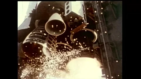 Space Shuttle Colombia STS-1 rocket boosters igniting for launch Stock Footage 270937418