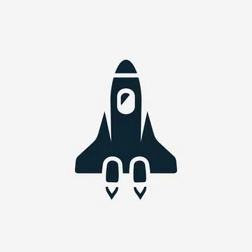Space shuttle dark blue simple icon. Space craft vector illustration. Illustrazione stock