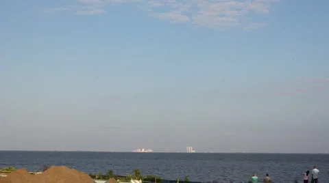 Space Shuttle Discovery Final Launch 2-24-2011 4:50PM - Wide Shot Canon Video stock 1101694