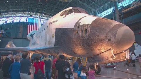 Space Shuttle Discovery Guided Tour at National Air and Space Museum Stock Footage 77649358