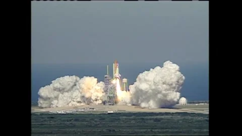 Space shuttle Discovery launching from Cape Canaveral with John Glenn onboard Stock Footage 262065020