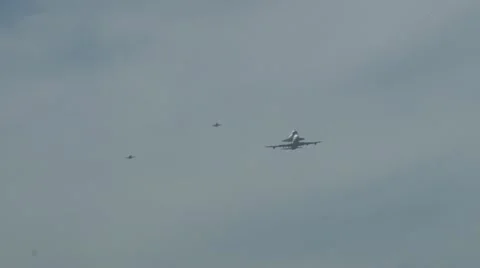 Space Shuttle Endeavour final flight over L.A. Stock Footage 12139388