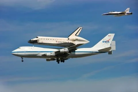 Space Shuttle Endeavour on its final flight to California Stock Photos