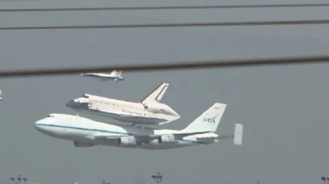 Space Shuttle Endeavour over LAX Fly-By Stock Footage 12119706