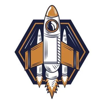 Space shuttle exploration badge icon Illustrazione stock