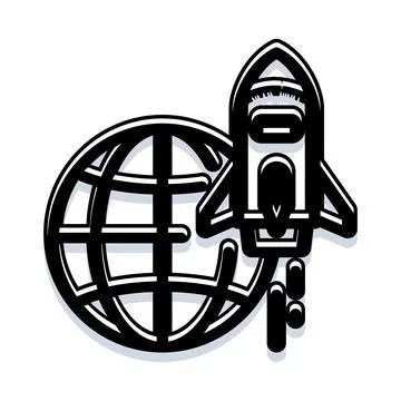 Space shuttle exploring planet earth global mission Stock Illustration