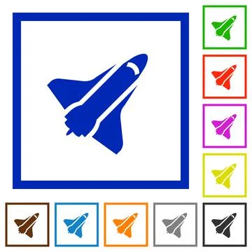 Space shuttle flat framed icons Illustrazione stock