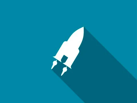 Space Shuttle flat icon with long shadow. Vector illustration. Stock Illustration