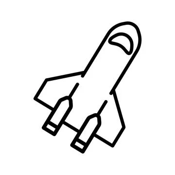 Space shuttle flat icon. Pictogram for web. Line stroke. Rocket isolated on w Stock Illustration