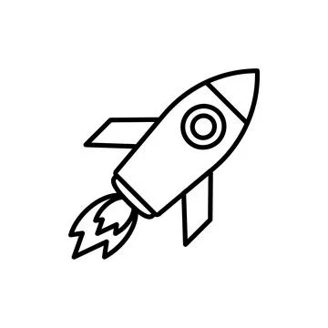 Space shuttle flat icon. Pictogram for web. Line stroke. Rocket isolated on w Stock Illustration