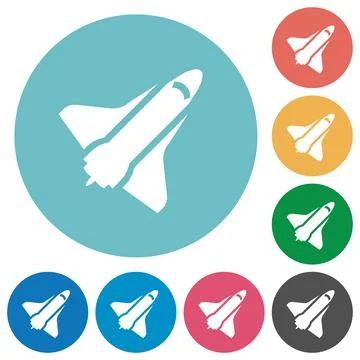 Space shuttle flat round icons Ilustração Stock