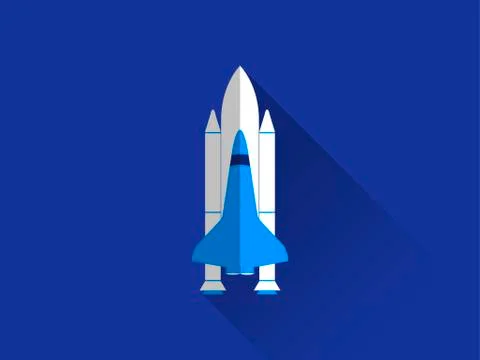 Space shuttle in a flat style with a long shadow. Vector illustration Illustrazione stock