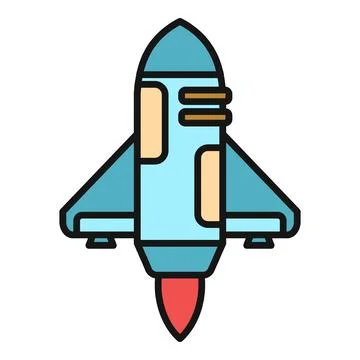 Space shuttle flying exploring universe icon concept Stock Illustration