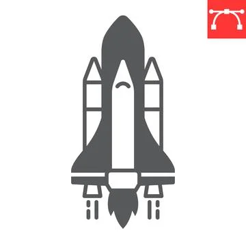 Space shuttle glyph icon Stock Illustration