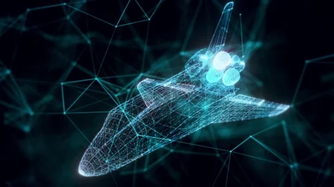 Space Shuttle hologram Close up Video stock 154843143