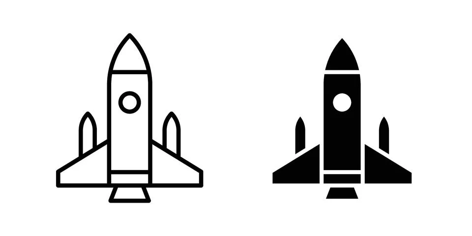 Space shuttle icon pack with silhouette and stroke web icons Illustrazione stock