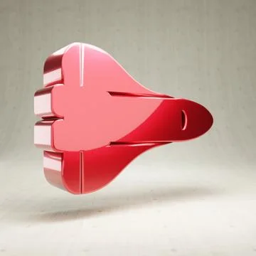 Space Shuttle icon. Red glossy metallic Space Shuttle symbol isolated on whit Illustrazione stock