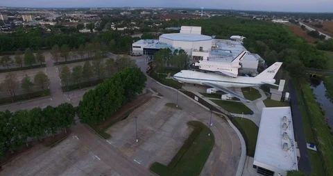 Space Shuttle Independence - Space Center Houston - Aerial Drone Stock Footage 94786831