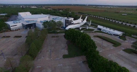 Space Shuttle Independence - Space Center Houston - Aerial Drone Stock Footage 94786879