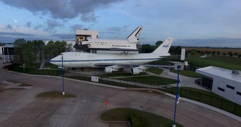 Space Shuttle Independence - Space Center Houston - Aerial Drone Stock Footage 94786884