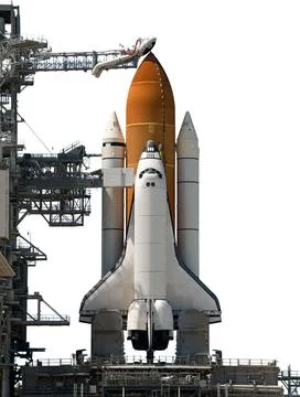 Space Shuttle isolated on white background. Elements of this image furnishe.. Stock Photos