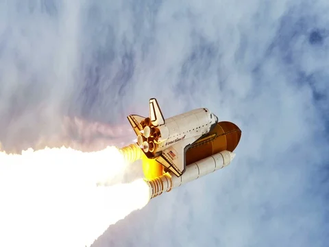 Space Shuttle Launch Animation Close Up, 4K Stock Footage 75453020